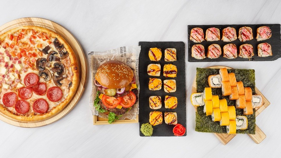 Image of Sushi Stars Chicken Pizza Doner Burger Hot Dog Sets